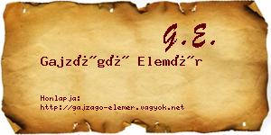 Gajzágó Elemér névjegykártya